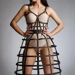 Mistress leather cage skirt